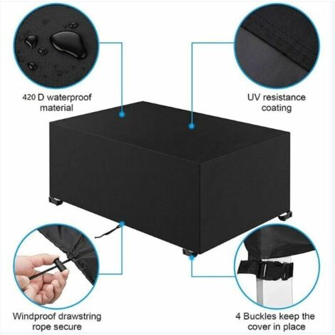 JIAMELUCK Funda Para Muebles De Jardín Exterior, 140x110x85cm Rectangular Funda Mesa Exterior Impermeable, Anti-UV Antipolvo Funda Protectora Muebles Jardín Para Mesas Sillas, Silver