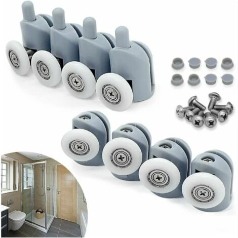 Juego De 8 Ruedas Para Puerta De Ducha – 23 Mm, 4 Superiores Y 4 Inferiores, Para Mamparas De Cristal De 4-6 Mm