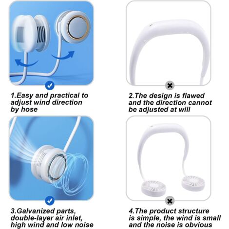 Mini ventilador portátil 5 en 1 con banco de energía, carga USB, 3000 mAh, 3 velocidades ajustables, banda para el cuello, rosa | Leroy Merlin