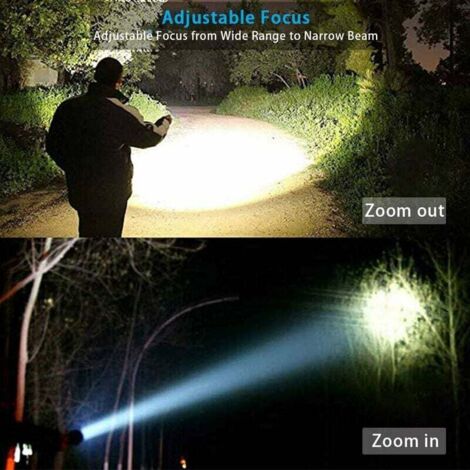 Lampe Torche Led Rechargeable Par Usb, Cob Lampe De Poche Super Lumineuse Etanche Zoom Reglable Mise Au Point Puissante Tactique Lampe Pour Camping En Plein Air Durgence 88823555