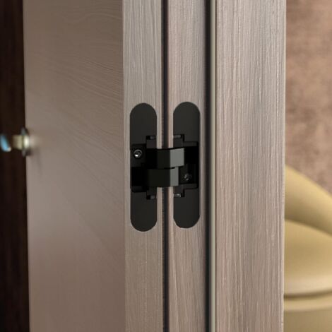 CCYKXA Charnière invisible pour portes, Lot de 2 charnières invisibles pour portes lourdes, charge de 40 kg, ouverture de 180º, zamak, noir