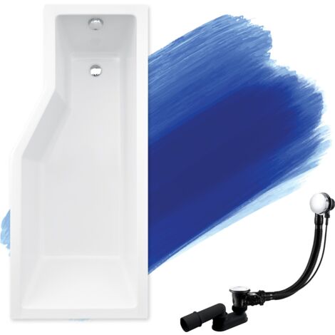 Baignoire Bain d'angle 170x75 Droite, Siphon de bain et pieds (support) - Set 3en1 - Fabriqué en UE - BADLAND INTEGRA