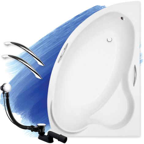 Baignoire Bain d'angle 140x90 Droite + poignée, Siphon de bain et pieds (support) - Set 4en1 - Fabriqué en UE - BADLAND ADA