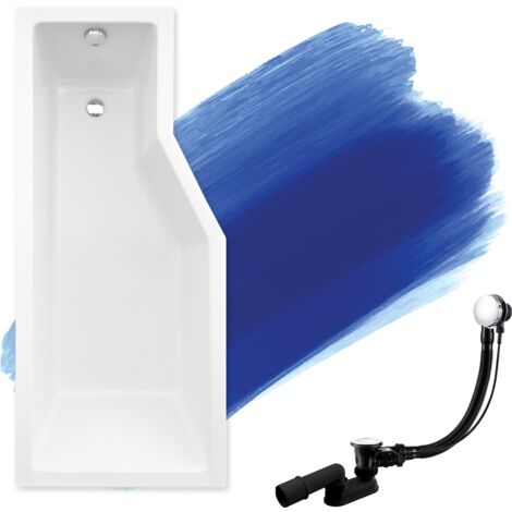 Baignoire Bain d'angle 170x75 Gauche, Siphon de bain et pieds (support) - Set 3en1 - Fabriqué en UE - BADLAND INTEGRA