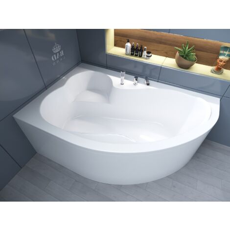 Badland – Baignoire d'angle 160x105 cm gauche – Tablier acrylique – Siphon automatique – Capacité 210 litres – Fabrication UE