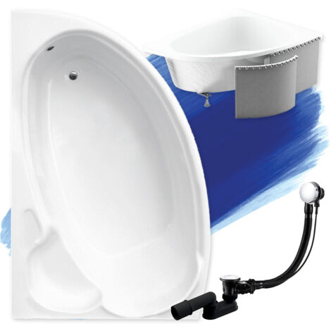 Baignoire Bain d'angle 140x95 Gauche avec des panneaux en polystyrène, Siphon de bain et pieds (support) - Set 4en1 - Fabriqué en UE - BADLAND FINEZJA