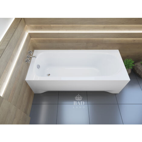 Baignoire Rectangulaire 170x75 avec tablier en acrylique, Siphon de bain et pieds (support) - Set 4en1 - Fabriqué en UE - BADLAND MEDIUM