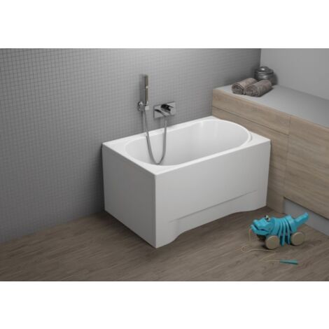 Badland – Baignoire rectangulaire 100x65 cm en acrylique – Tablier et siphon inclus – Capacité 58L – Montage facile – Fabriquée en UE