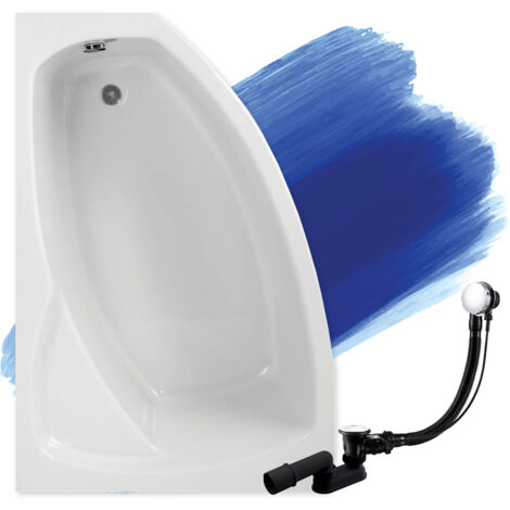Baignoire Bain d'angle 140x90 Gauche, Siphon de bain et pieds (support) - Set 3en1 - Fabriqué en UE - BADLAND FRIDA