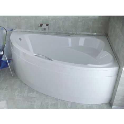 Baignoire Bain d'angle 140x90 Droite avec tablier en acrylique + poignée, Siphon de bain et pieds (support) - Set 5en1 - Fabriqué en UE - BADLAND ADA