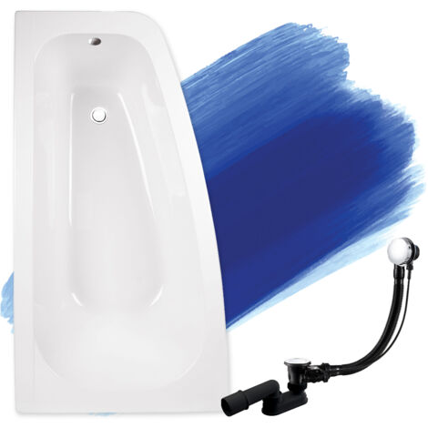 Baignoire Bain d'angle 150x80 Gauche, Siphon de bain et pieds (support) - Set 3en1 - Fabriqué en UE - BADLAND LUNA