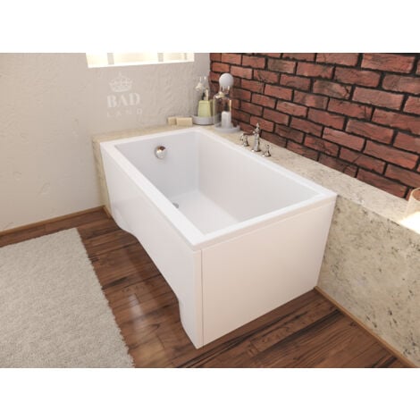 Baignoire Rectangulaire 100x70 avec tablier en acrylique, Siphon de bain et pieds (support) - Set 4en1 - Fabriqué en UE - BADLAND CAPRI
