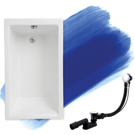 Baignoire Rectangulaire 120x70, Siphon de bain et pieds (support) - Set 3en1 - Fabriqué en UE - BADLAND CAPRI