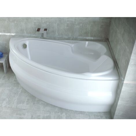 Baignoire Bain d'angle 140x95 Droite avec tablier en acrylique, Siphon de bain et pieds (support) - Set 4en1 - Fabriqué en UE - BADLAND FINEZJA