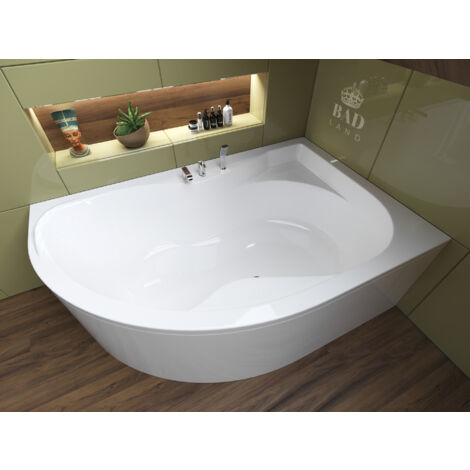 Badland – Baignoire d'angle 170x110 cm en acrylique – Tablier inclus – Siphon haute capacité 52 L/min – Antidérapante et résistante aux rayures