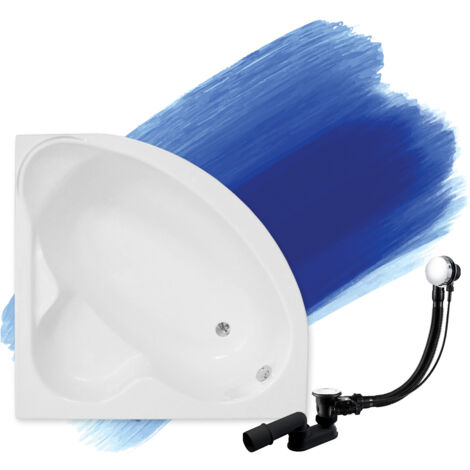 Baignoire Bain d'angle 120x120, Siphon de bain et pieds (support) - Set 3en1 - Fabriqué en UE - BADLAND STANDARD
