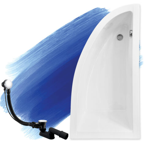 Baignoire Bain d'angle 150x70 Droite, Siphon de bain et pieds (support) - Set 3en1 - Fabriqué en UE - BADLAND PRAKTIKA
