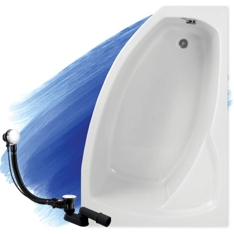 Baignoire Bain d'angle 140x90 Droite, Siphon de bain et pieds (support) - Set 3en1 - Fabriqué en UE - BADLAND FRIDA
