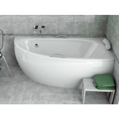 Baignoire Bain d'angle 150x70 Droite avec tablier en acrylique, Siphon de bain et pieds (support) - Set 4en1 - Fabriqué en UE - BADLAND MILENA