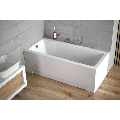 Baignoire Rectangulaire 130x70 avec tablier en acrylique, Siphon de bain et pieds (support) - Set 4en1 - Fabriqué en UE - BADLAND MODERN