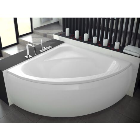Baignoire Bain d'angle 148x148 avec tablier en acrylique, Siphon de bain et pieds (support) - Set 4en1 - Fabriqué en UE - BADLAND LUKSJA
