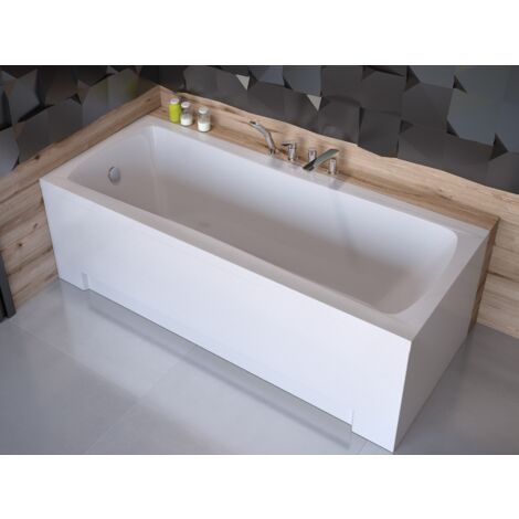 Baignoire Rectangulaire 150x70 avec tablier en acrylique, Siphon de bain et pieds (support) - Set 4en1 - Fabriqué en UE - BADLAND OPTIMA