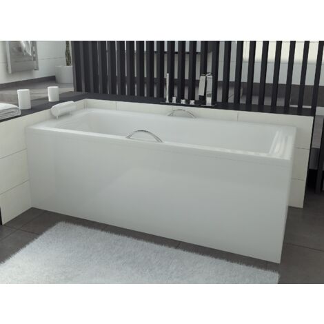 Badland – Baignoire rectangulaire 100x70 cm en acrylique – Tablier inclus – Siphon automatique – Capacité 100L – Fabrication UE