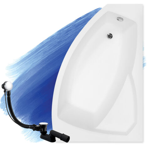 Baignoire Bain d'angle 130x85 Droite, Siphon de bain et pieds (support) - Set 3en1 - Fabriqué en UE - BADLAND RIMA