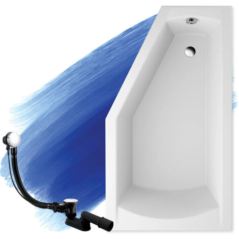 Baignoire Bain d'angle 150x90 Droite, Siphon de bain et pieds (support) - Set 3en1 - Fabriqué en UE - BADLAND SELENA