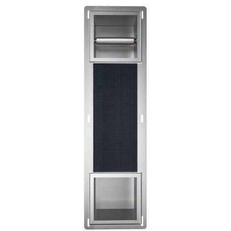 Distributeur papier-toilette encastrable avec porte Support de papier toilette WALL BOX PAPER 2 Argent, avec rangement de papier toilette