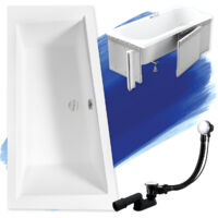Baignoire Bain d'angle 180x125 Gauche avec des panneaux en polystyrène, Siphon de bain et pieds (support) - Set 4en1 - Fabriqué en UE - BADLAND INTIMA
