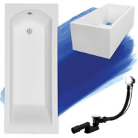 Baignoire Rectangulaire 150x70 avec support en polystyrène, Siphon de bain et pieds (support) - Set 4en1 - Fabriqué en UE - BADLAND SHEA SLIM