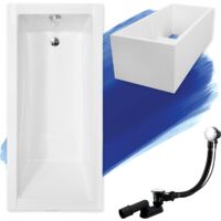 Baignoire Rectangulaire 150x70 avec support en polystyrène, Siphon de bain et pieds (support) - Set 4en1 - Fabriqué en UE - BADLAND MODERN SLIM