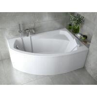 Baignoire Bain d'angle 140x90 Droite avec tablier en acrylique, Siphon de bain et pieds (support) - Set 4en1 - Fabriqué en UE - BADLAND RIMA