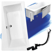 Baignoire Bain d'angle 160x100 Gauche avec des panneaux en polystyrène, Siphon de bain et pieds (support) - Set 4en1 - Fabriqué UE - BADLAND INFINITY