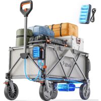 Elektrokarre Bollerwagen,Bollerwagen Faltbar, mit 20cm Geländereifen, 200L Fassungsvermögen, 60kg Traglast, 2 Bremsen, geeignet für Camping, Garten, Strand, Einkauf Litheli