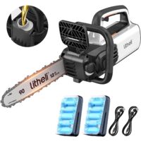 Litheli Akku-Kettensäge 20, 20 V, 2 Ah, Li-Ionen, 2 Akkus, Schwertlänge 30 cm Kettensäge