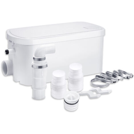 Pompe sanitaire 250W – Débit 100 L/min – Évacuation jusqu'à 8 m – Filtre à charbon – Silencieuse 30-40 dB pour douches et éviers