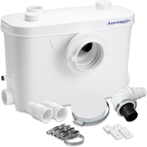 Aquamatix – Broyeur sanitaire 400W – Débit 100 L/min – Décharge verticale 7 m – Filtre à charbon pour toilettes, éviers et baignoires
