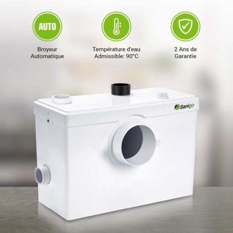 AREBOS Broyeur Sanitaire Pompes de Relevage 600W pour WC, Lavabo, Douche Pompe Eaux Usées 100l/m