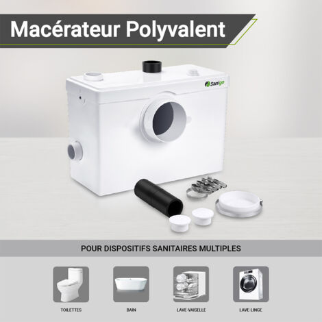 WC broyeur Sanicompact Pro double chasse économique avec lave mains SFA