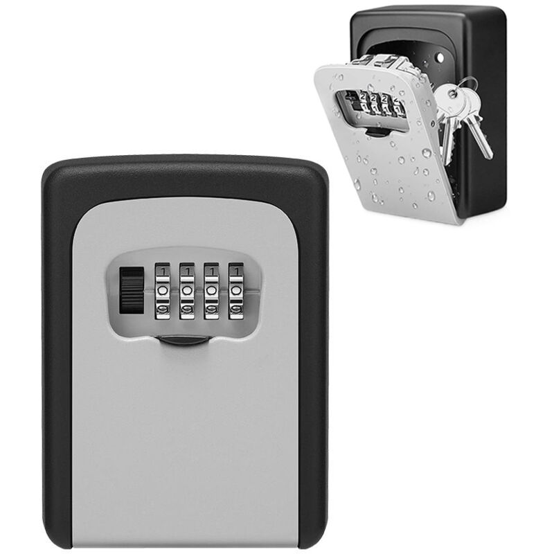 Armoire à clés boîte à clés sécurisée extérieure avec code à 4 chiffrés étanche et antirouille pour garages, école, bureau, gris