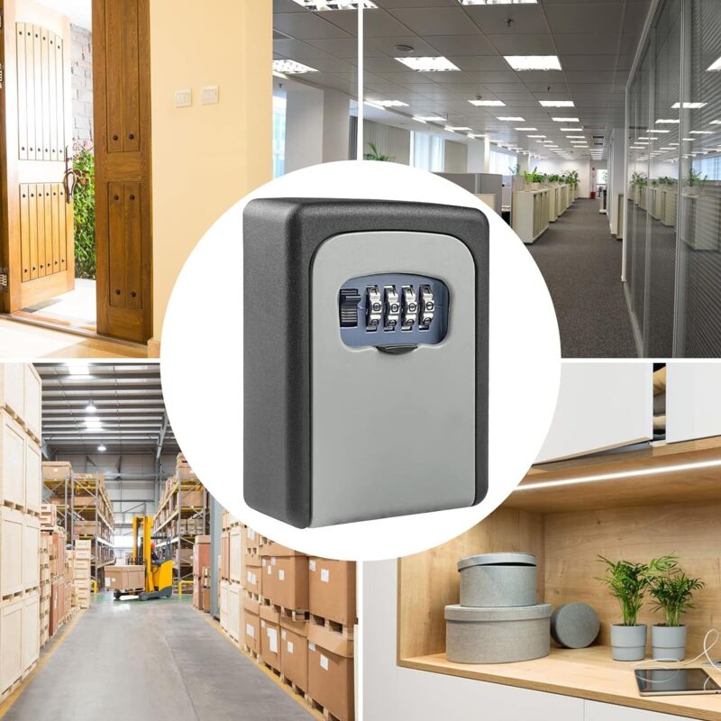 Armoire à clés boîte à clés sécurisée extérieure avec code à 4 chiffrés étanche et antirouille pour garages, école, bureau, gris 2