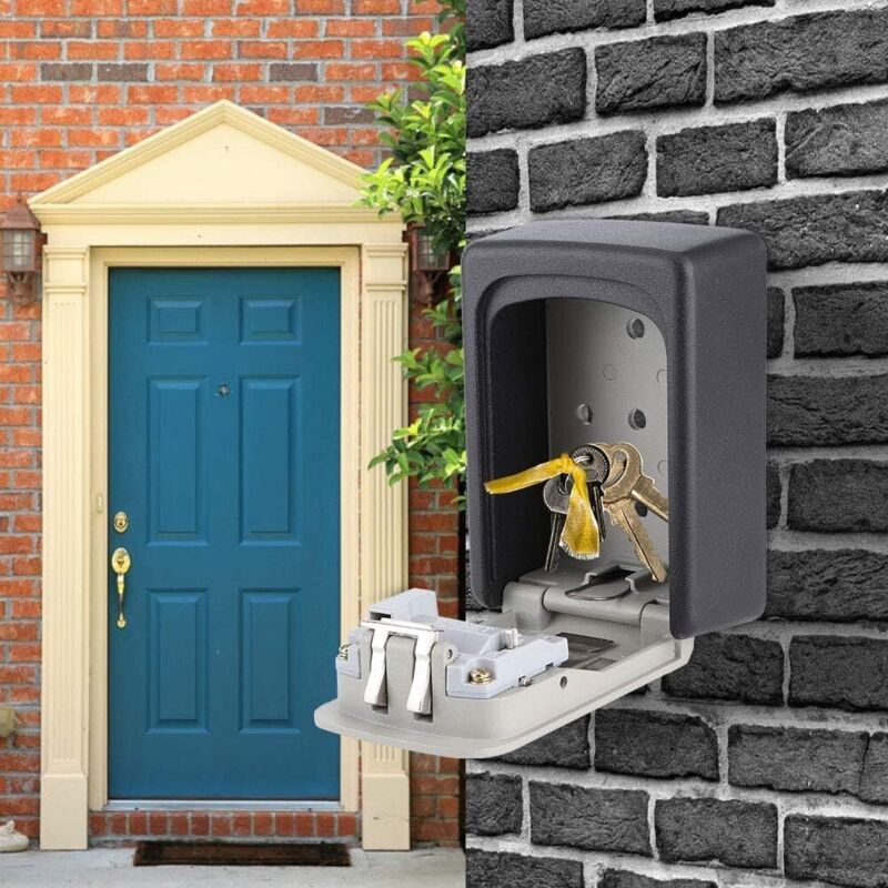 Armoire à clés boîte à clés sécurisée extérieure avec code à 4 chiffrés étanche et antirouille pour garages, école, bureau, gris 4