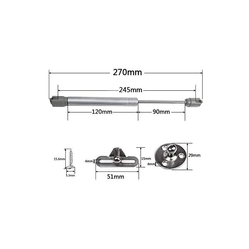 4PCS vérins à gaz 120N verin meuble hydraulique ressort amortisseurs à gaz d'origine porte armoire de cuisine Bras pneumatique pour levage de porte armoire 2