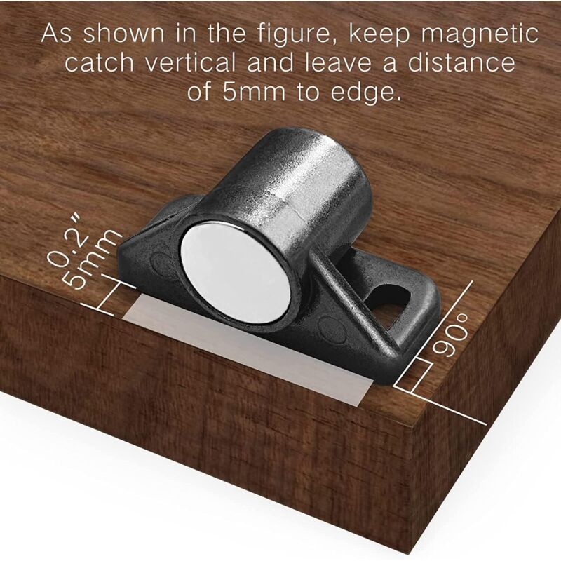 Loquets Magnétiques Porte - Lot De 4 - Acier Inoxydable - Noir - Pour Placards