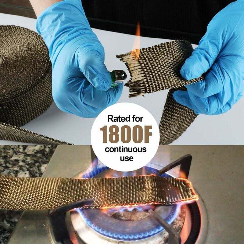 Ruban De Protection Thermique Pour échappement Moto - 15 M Avec 12 Serre-câbles Inox - Résiste Jusqu'à 1000°C - Noir - 5