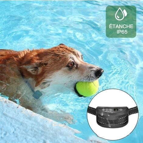 Collier Anti-aboiement Chien - 3 Modes Choc Électrique/Vibration/Sensibilité Aide au Dressage Inoffensif Automatique IP65 Batterie Rechargeable Sangle Reflechissant Réglable pour Petit Gros Chien