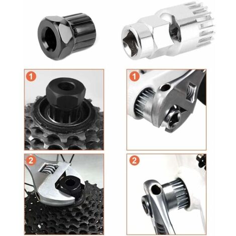 Kit Outil Vélo 3 En 1 - Démonte Cassette, Fouet à Chaîne, Extracteur De Manivelle - Compatible 7 à 11 Vitesses