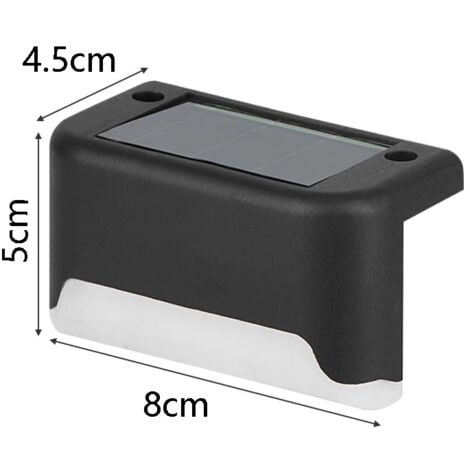 Lot de 12 lumières solaires extérieures éclairage étanches pour jardin terrasse chemins clôture escalier balcon decoration, , lumière blanche et chaude(noir)